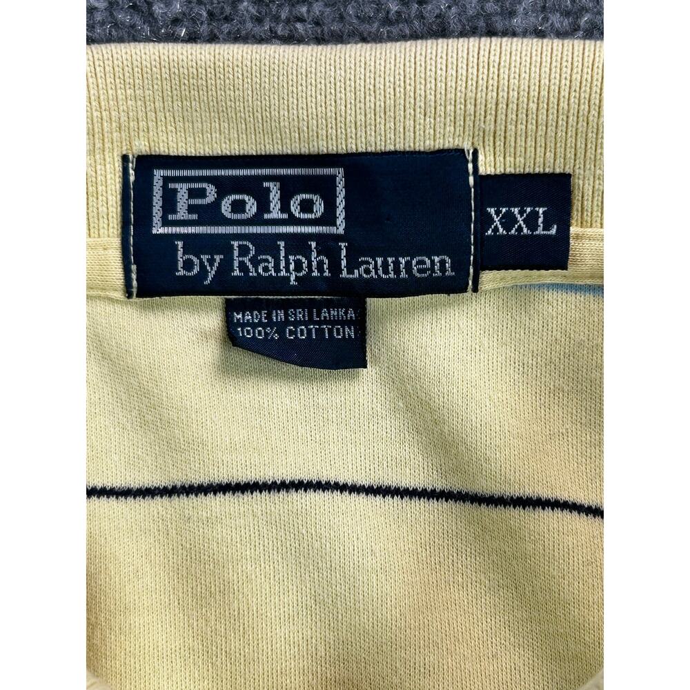 Modern Polo Ralph Lauren Men's XXL Cream Striped Short Sleeve Polo Shirt Cotton - Picture 3 of 7
